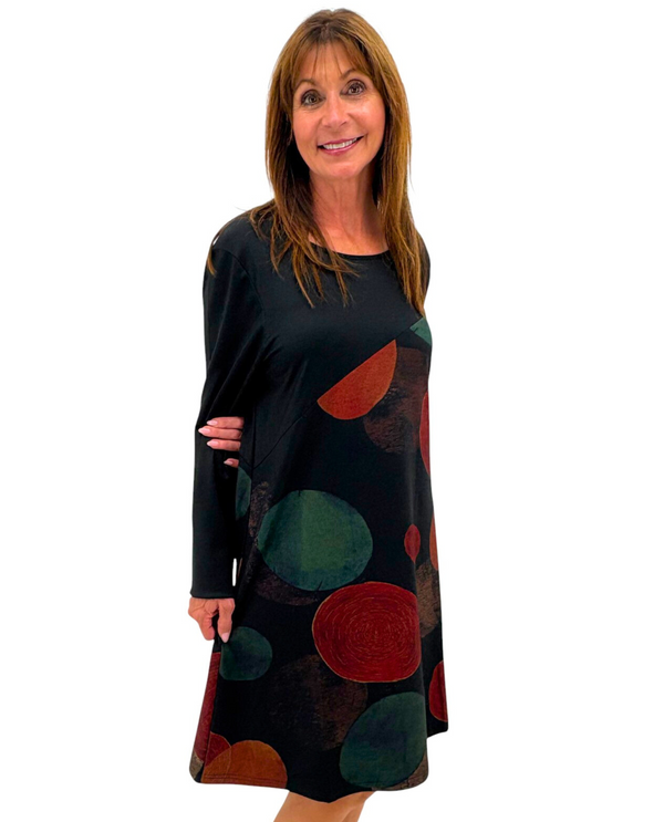 RADZOLI 22558 SLANTED DOT DRESS BLACK