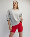 RAE MODE T0111 FRENCH TERRY BUBBLED HALF SLEEVE TOP GREY