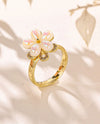 RHODIUM CZ FROSTED SPINNER RING R2859 GOLD