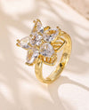 RHODIUM CZ GOLD SPINNER RING R2861 GOLD CLEAR