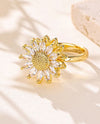 RHODIUM CZ SILVER SPINNER RING R2862 GOLD CLEAR