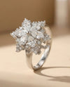 RHODIUM CZ SILVER SPINNER RING R2872 CLEAR