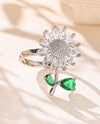 RHODIUM CZ SILVER SPINNER RING R2883 CLEAR