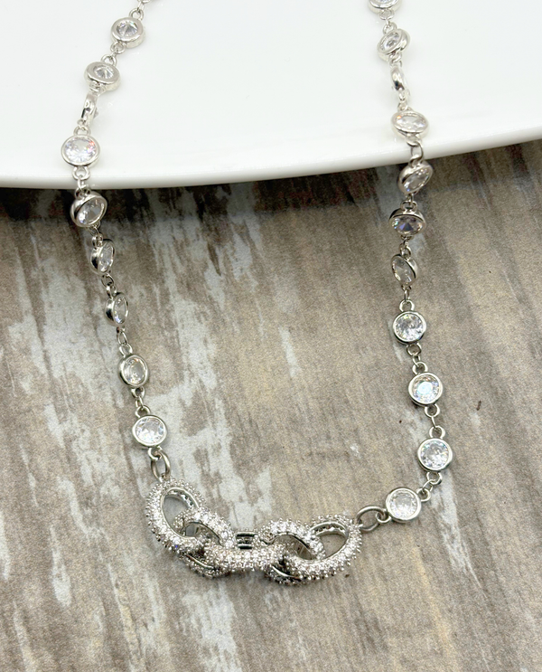 RMD CZ LINKS NECKLACE CLEAR