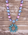 RMD FLORAL FANCY SUNFLOWER NECKLACE PURPLE/VITRAIL LIGHT