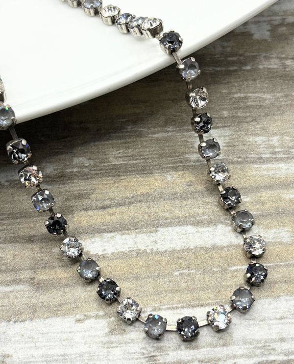 RMD JANE CHOKER NECKLACE CLEAR SILVERNIGHT DARK GREY