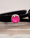 RMD LEATHER WRAP COCO BLACK BRACELET ELECTRIC PINK