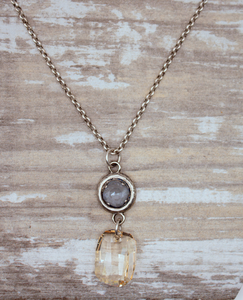 RMD ROUNDED EDGES PENDANT NECKLACE DARK GREY IGNITE