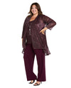 RM RICHARDS 7162 THREE PIECE CRINKLE PANT SUIT WINE