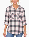 ROBERT LOUIS PL1759 HOODIE PLAID SHIRT char/pink
