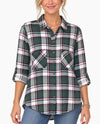 ROBERT LOUIS PL3792 PLAID HI LO SHIRT green/purple