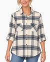 ROBERT LOUIS PL3792 PLAID HI LO SHIRT tan/black