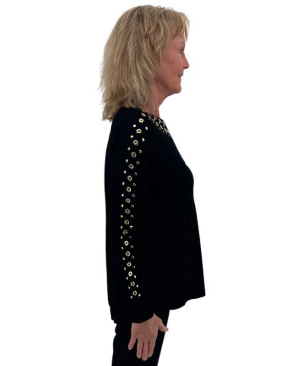 RUBY ROAD 12360 GROMMET EMB BOAT NCK SWEATER