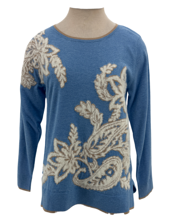 RUBY RD 13362 FEATHER DESIGN SWEATER BLUBELL