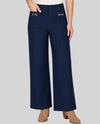RUBY RD 51900 PETITES PULL-ON SOLID PIQUE PANT navy