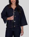 RUBY RD 51931 PETITES STRETCH DENIM JACKET dark indigo