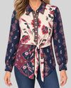 RUBY RD 51940 PETITES ENGLISH GARDEN TWILL TOP WITH TIE navy multi