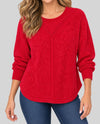 RUBY RD 61961 PETITES CABLE CHENILLE PULLOVER SWEATER ruby