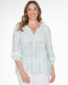 RUBY RD 74773 FLORAL PEASANT TOP seafoam