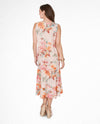 RUBY RD 74780 DRAWSTRING FLORAL LINEN TIERED DRESS pink