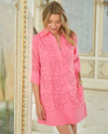 RUBY RD 74782 EYELET FLORAL SHIFT DRESS pink