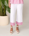 RUBY RD 75704 EMBROIDERED HEM COLORED DENIM CAPRI white