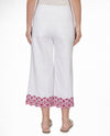 RUBY RD 75704 EMBROIDERED HEM COLORED DENIM CAPRI white