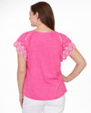 RUBY RD 75750 EMBROIDERED SLEEVE KNIT TOP fuchsia