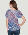RUBY RD 76796 PAISLEY PRINT SHORT SLEEVE TOP navy