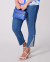 RUBY RD 78904 STRIPE CUTOUT FRAY HEM JEAN INDIGO MULTI