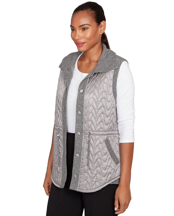 RUBY ROAD BUTTON FRONT QUILTED VEST