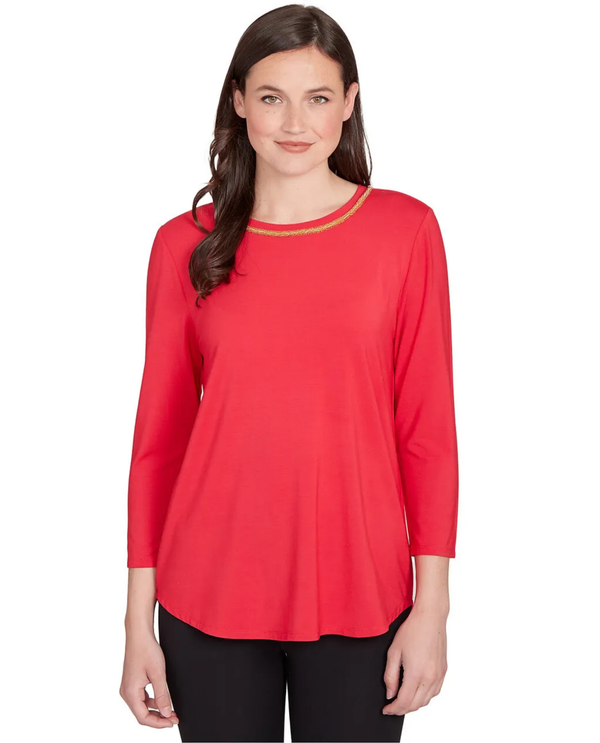 RUBY ROAD 12351 EMB SCOOP NCK TOP