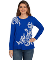 RUBY ROAD 39366 HOLIDAY PULLOVER SWEATER SAPPHIRE
