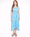 RUBY ROAD 42482 DOT PRINT HI LO DRESS ocean blue