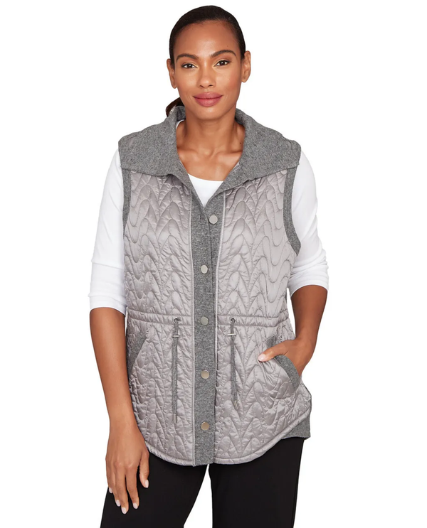 RUBY ROAD BUTTON FRONT QUILTED VEST