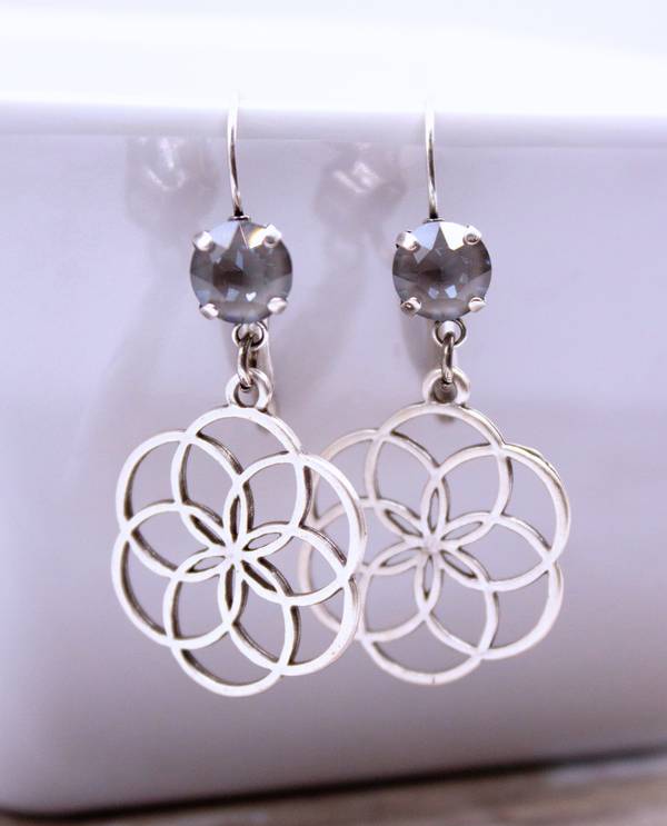 Rachel Marie Designs Symmetry Earring With Circle Drop DARK GREY IGNITE