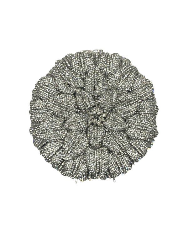 S057 ROUND FLORAL CRYSTAL EVENING BAG