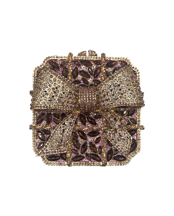 S100 SQUARE W/ BOW VIOLET CRYSTAL EVENNG BAG