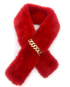 S5064 FAUX FUR SCARF WITH CHAIN RED