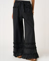 S70629A RUFFLE TRIM POCKET PANT ASH BLACK