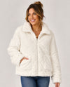 SABRINA LAUREN FR2301 ARGYLE LINED FAUX FUR JACKET white
