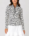 SAGE 301004153 PRINT HALF ZIP TOP black & white