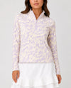SAGE 301004153 PRINT HALF ZIP TOP lt purple
