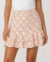 SAGE EZX1609 PRINT FLYER RUFFLED SKORT beige