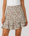 SAGE EZX1609 PRINT FLYER RUFFLED SKORT brown