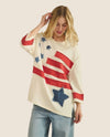 SAGE & FIG ST7359 DENIM STAR PATCH HALF SLEEVES TOP CREAM