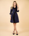 SAMUEL DONG S26004 TAFFETA LONG SLEEVE DRESS MIDNIGHT