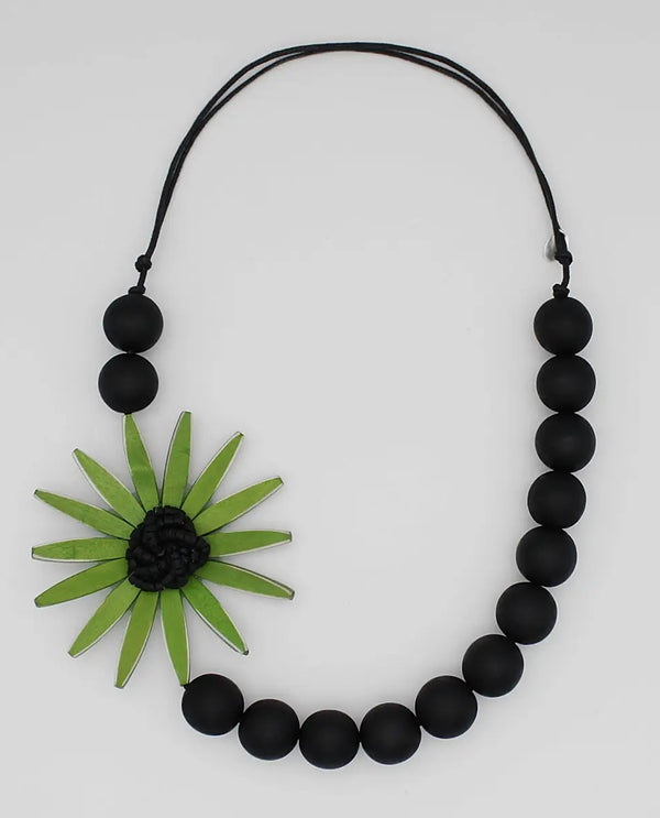 SYLCA SD24N23 CHUNKY FLOWER STATEMENT NECKLACE GREEN