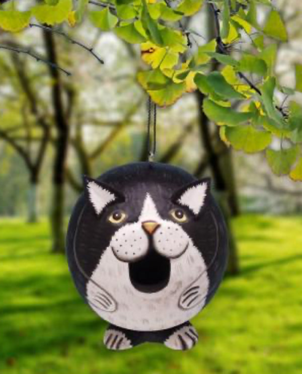 BLACK AND WHITE CAT BIRDHOUSE SE3880203