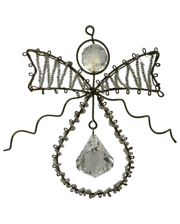 SEED BEAD WIRE ANGEL ORNAMENT RIBBON